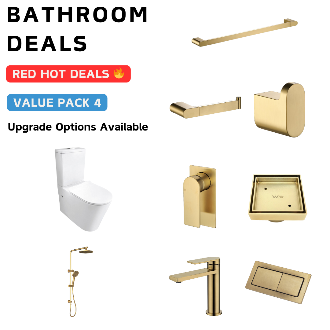 Ruki Brushed Gold Bathroom Package Deal - Bathroom Hub