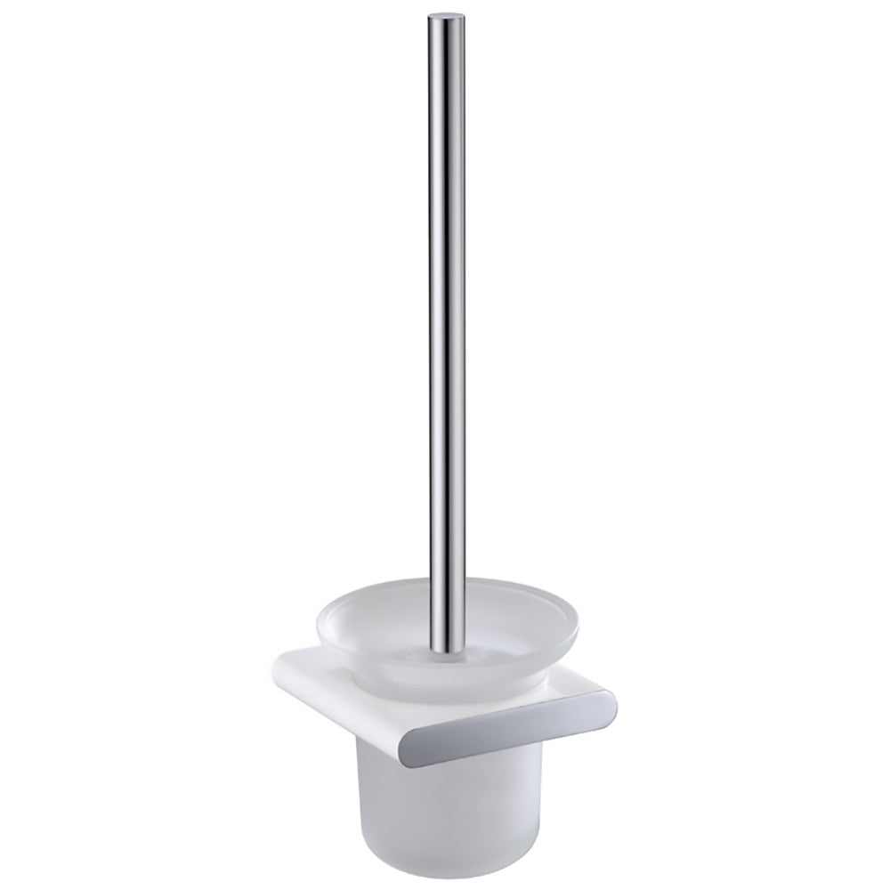 Cora Toilet Brush Holder Chrome & White 5308-CW - Bathroom Hub