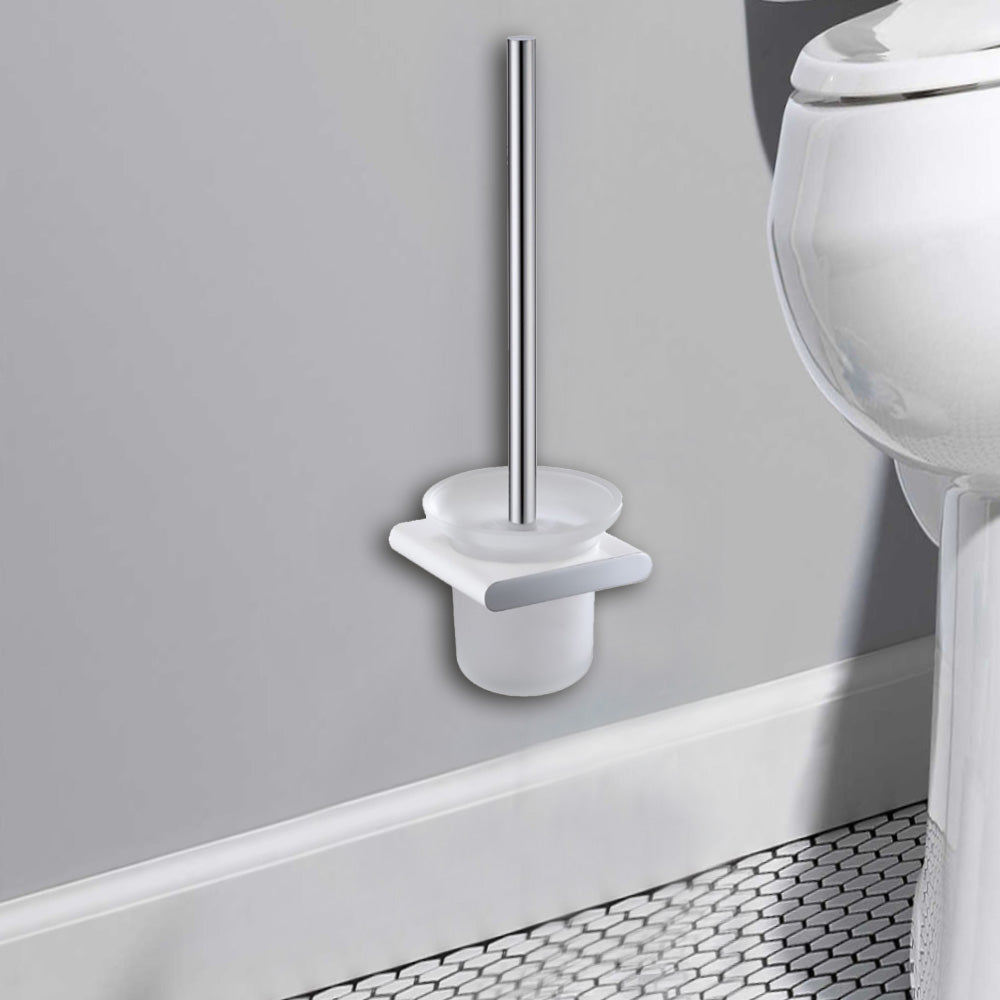 Cora Toilet Brush Holder Chrome & White 5308-CW - Bathroom Hub