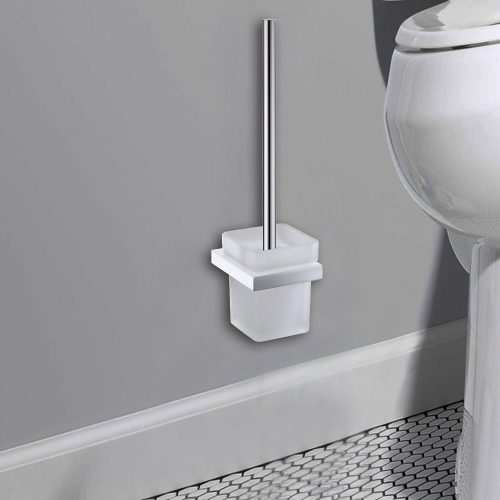Eden Toilet Brush Chrome & White 5608-CW - Bathroom Hub