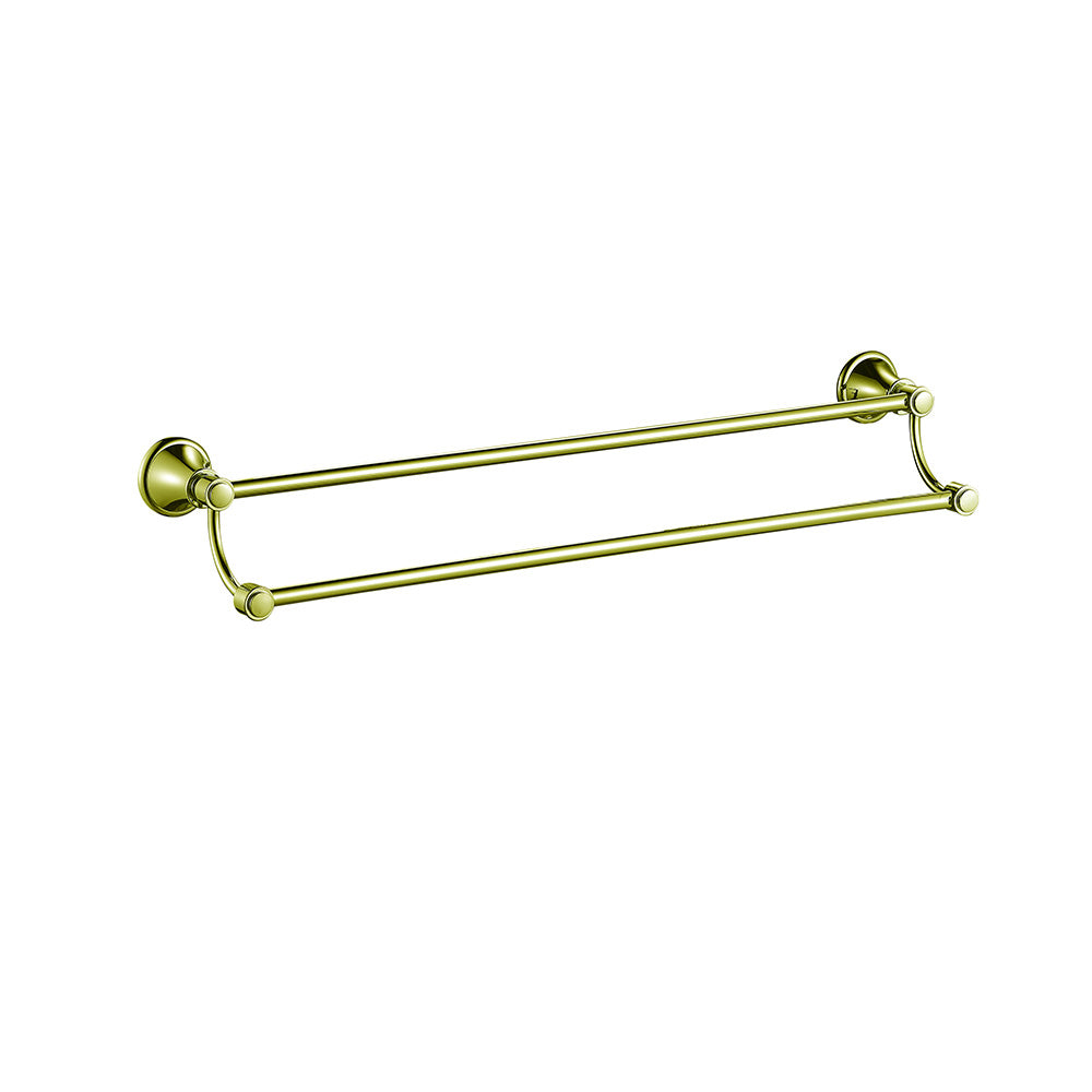 Clasico Vintage Double Towel Rail 600mm in Brushed Gold - 66502-600BG - Bathroom Hub