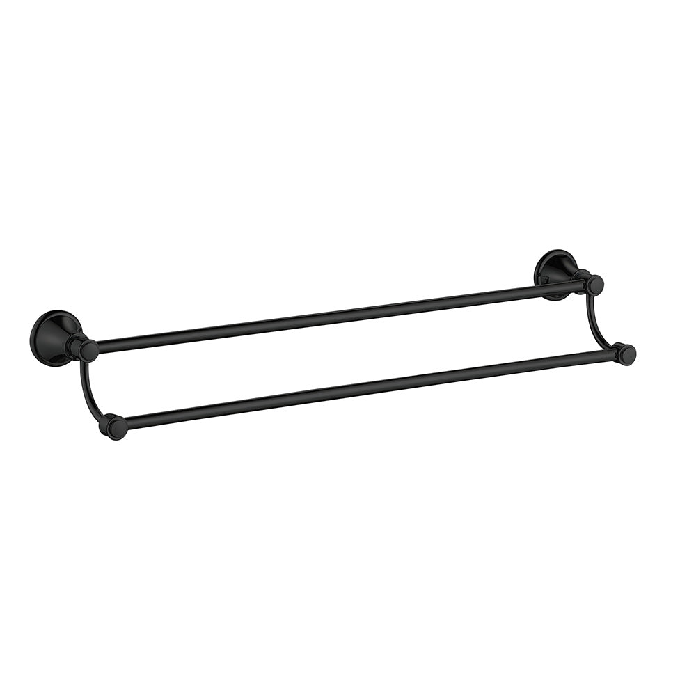 Clasico Vintage Double Towel Rail 800mm in Matt Black - 66502-800MB - Bathroom Hub