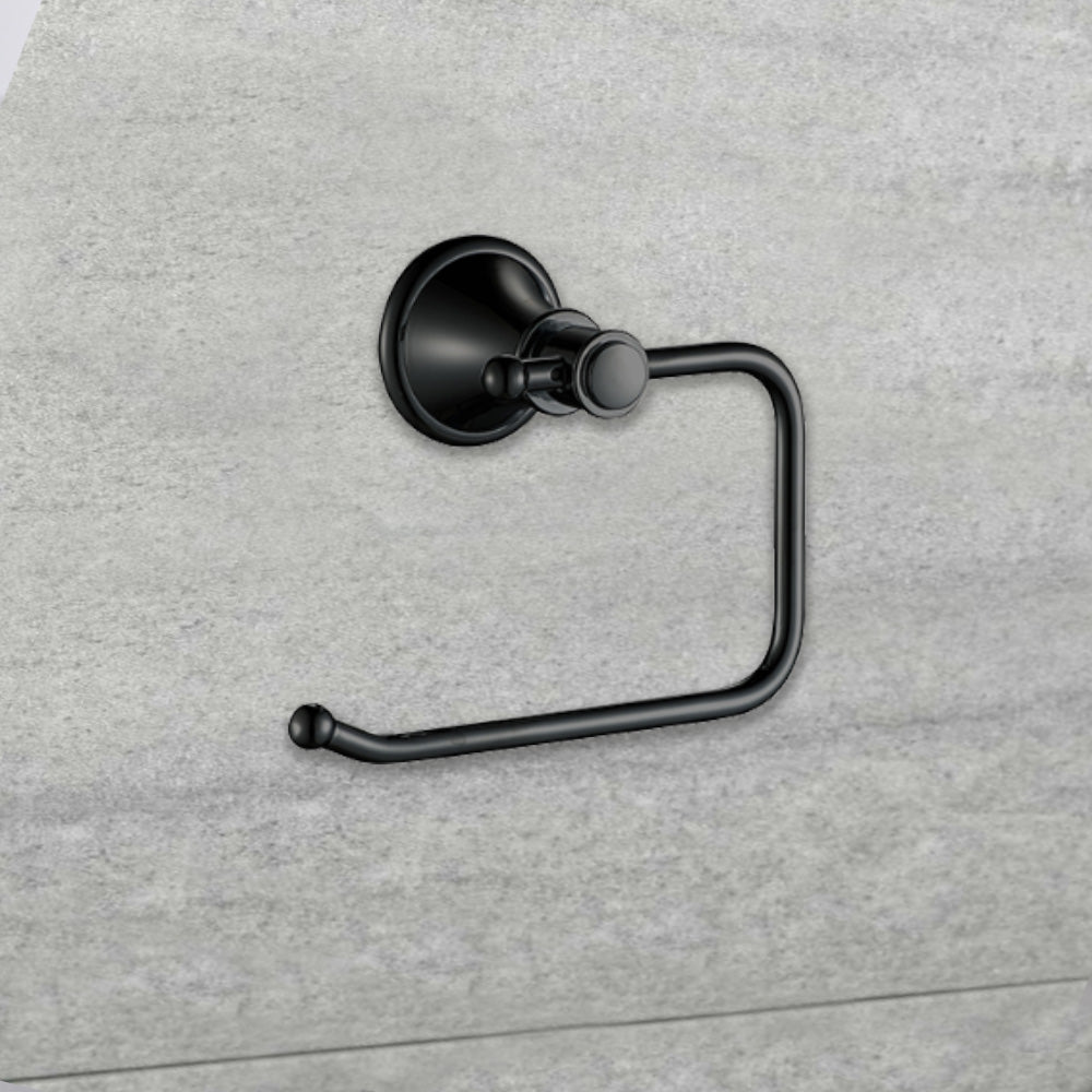 Clasico Vintage Paper Holder in Matt Black - 66504MB - Bathroom Hub