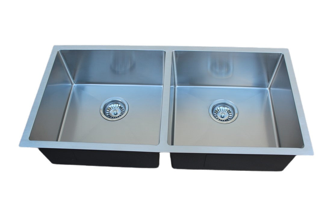 Handmade Stainless Steel Kitchen Sink Double Bowls (90cm x 45cm) - HMDB9045 - Bathroom Hub
