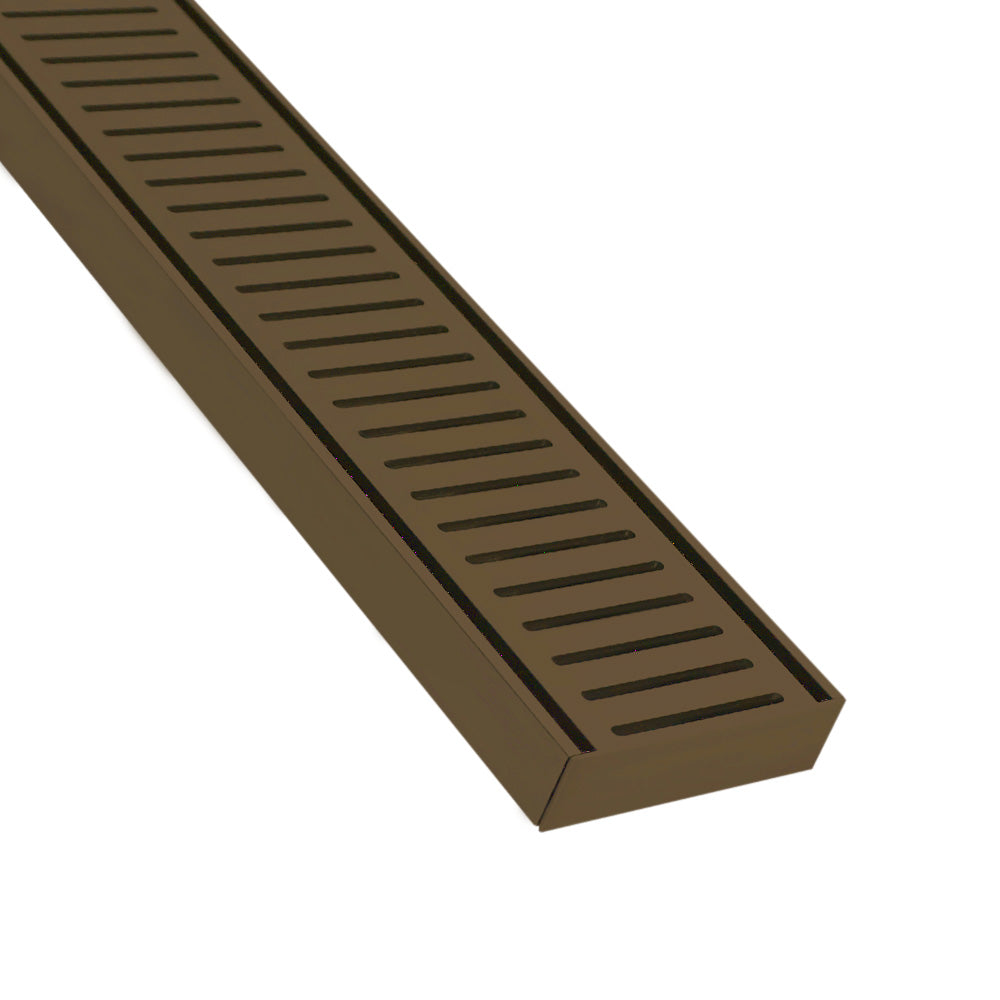 Aluminium Slimline Shower Grate Drain Antique Brass 300-3000x100x21mm - Bathroom Hub