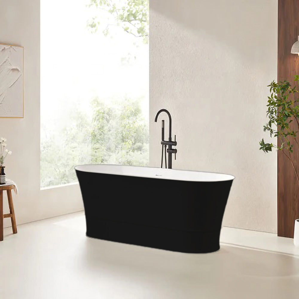 Solid Surface Cast Stone Freestanding Bath 1041 Matt White & Matt Black