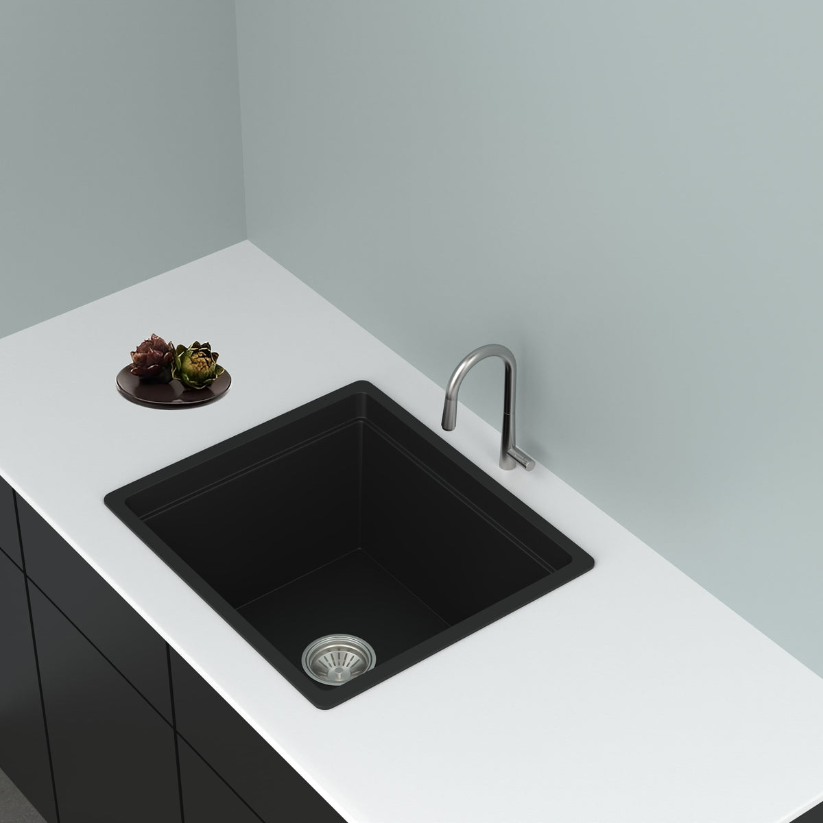 GRANITE Single Bowl Kitchen Sink D458-BK - Bathroom Hub