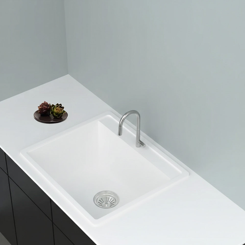 GRANITE Single Bowl Kitchen Sink D565-WH - Bathroom Hub