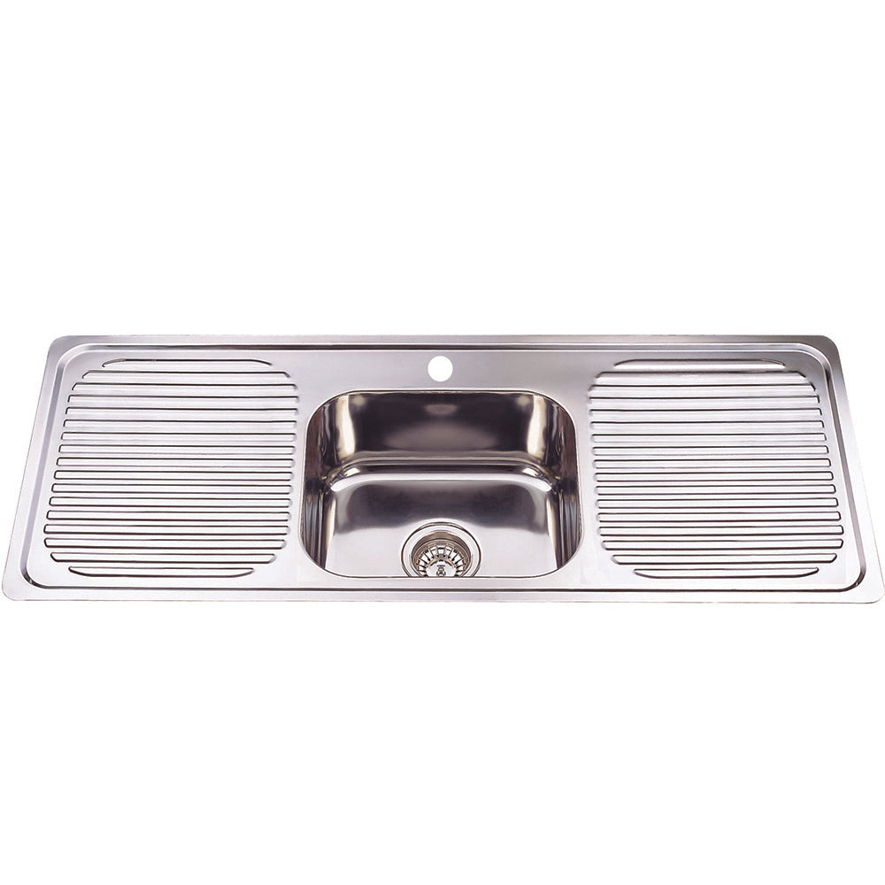 Single Bowl & Double Drainer Kitchen Sink 1180 x 480mm DH446S - Bathroom Hub