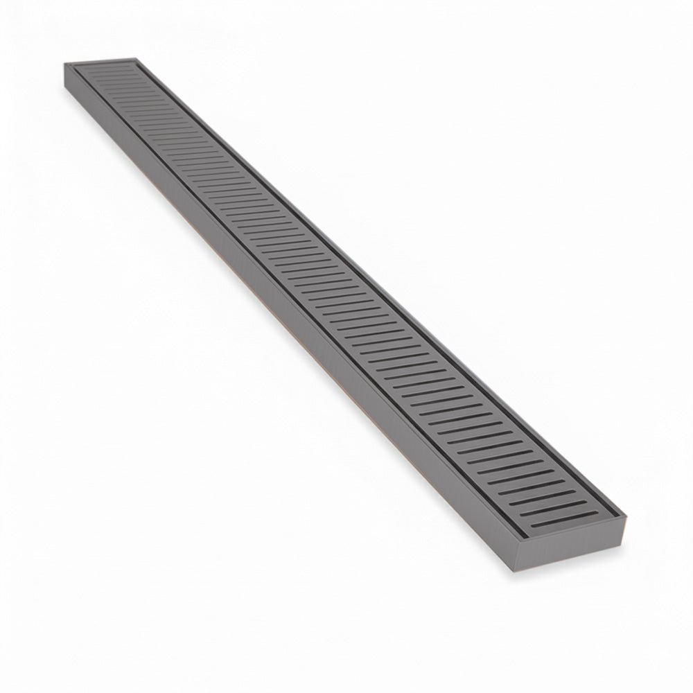 Aluminium Slimline Shower Grate Drain Gun Metal 300-3000x100x21mm - Bathroom Hub