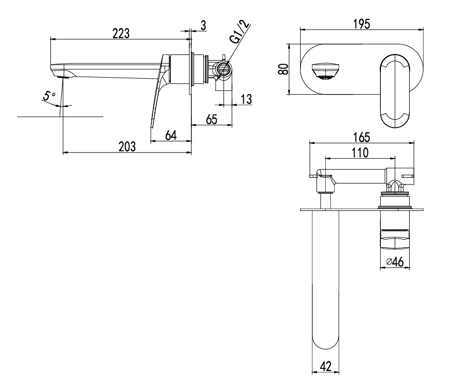 Sulu II Wall Mixer Rough-In Body- HYB168-601BD