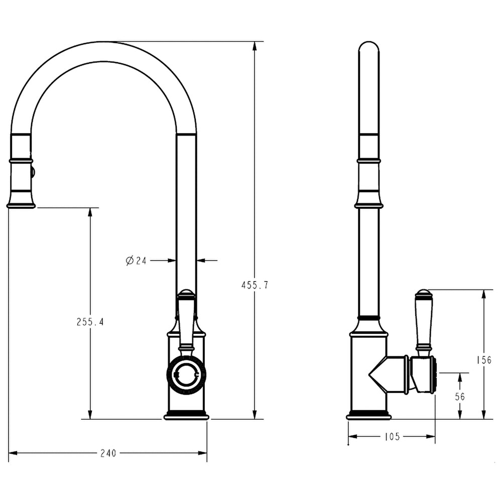 Clasico Pull Out Sink Mixer Ceramic Matt Black HYB868-103A-MB