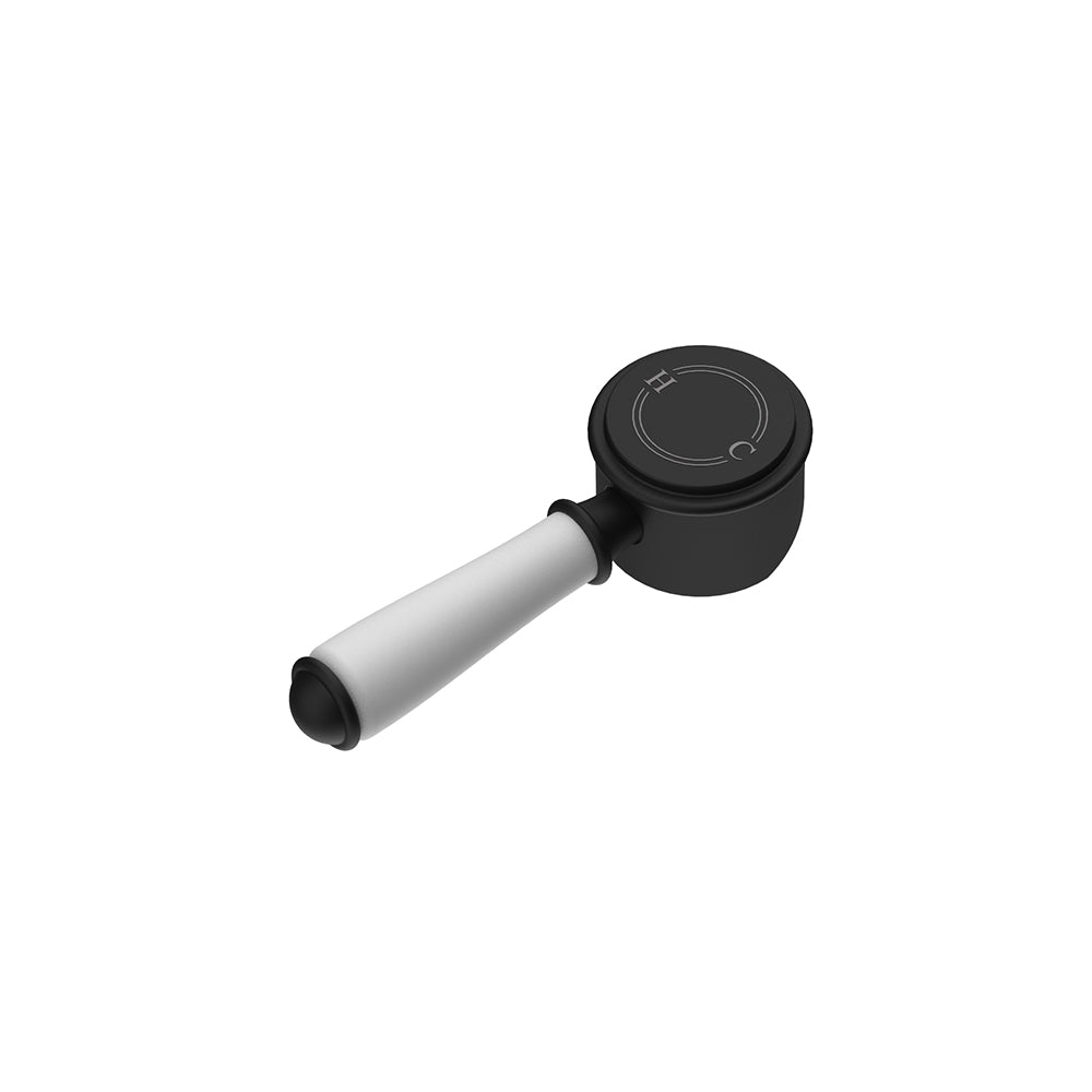 Clasico Ceramic Handle For Wall Mixer Matte Black - HYB868-301A-MB-HD - Bathroom Hub
