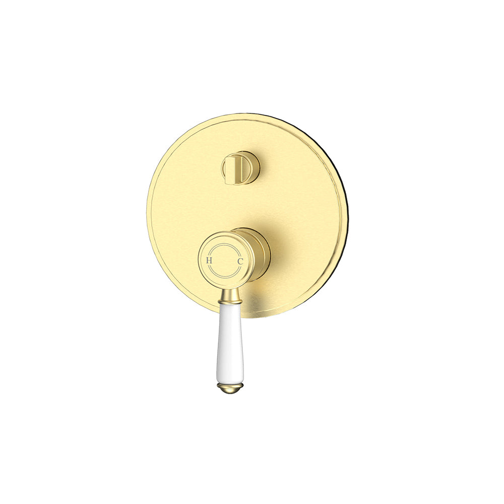 Vintage Wall Diverter Mixer Trim Kits Ceramic handle in Brushed Gold - HYB868-501ATK-BG