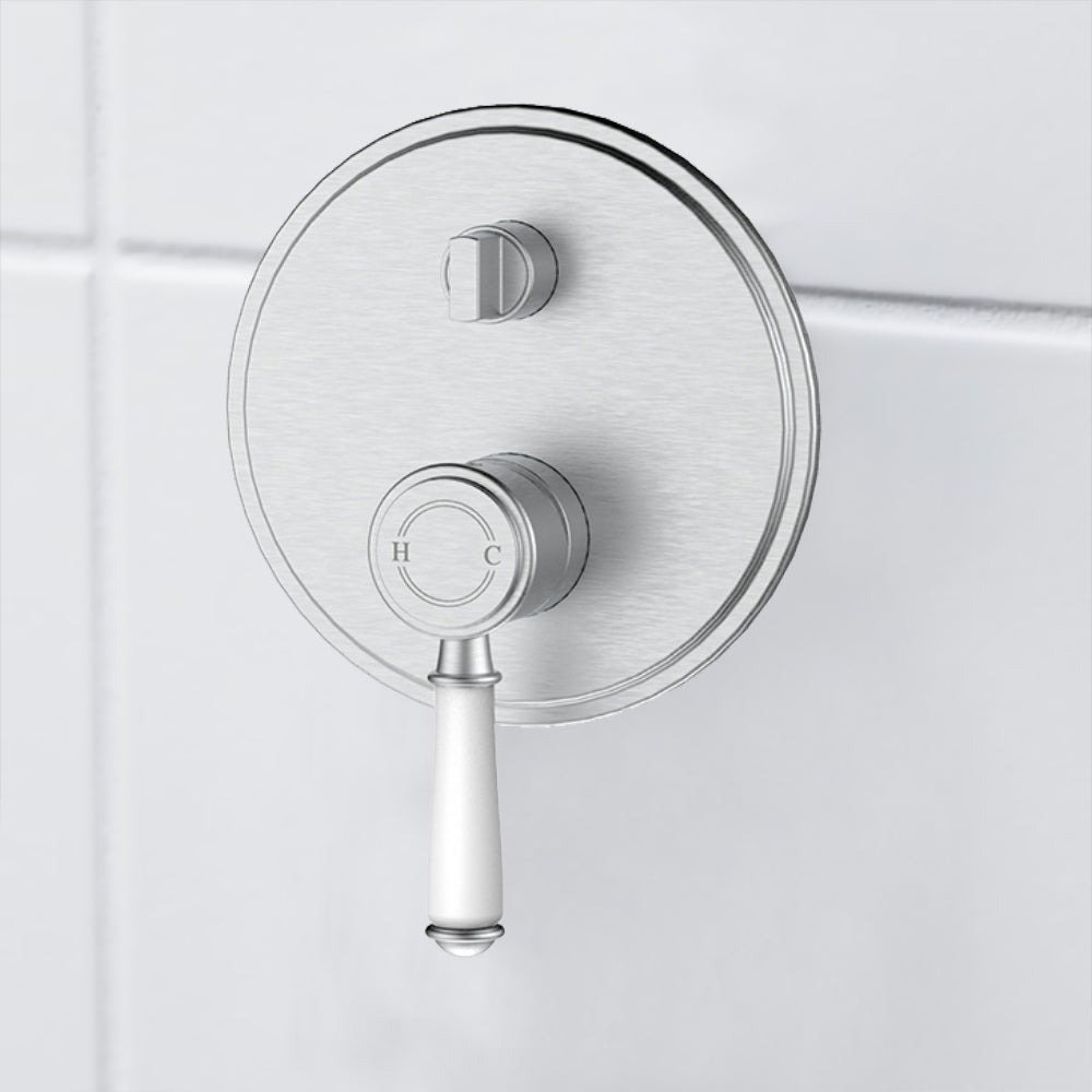 Vintage Wall Diverter Mixer Trim Kits Ceramic handle in Brushed Nickel - HYB868-501ATK-BN