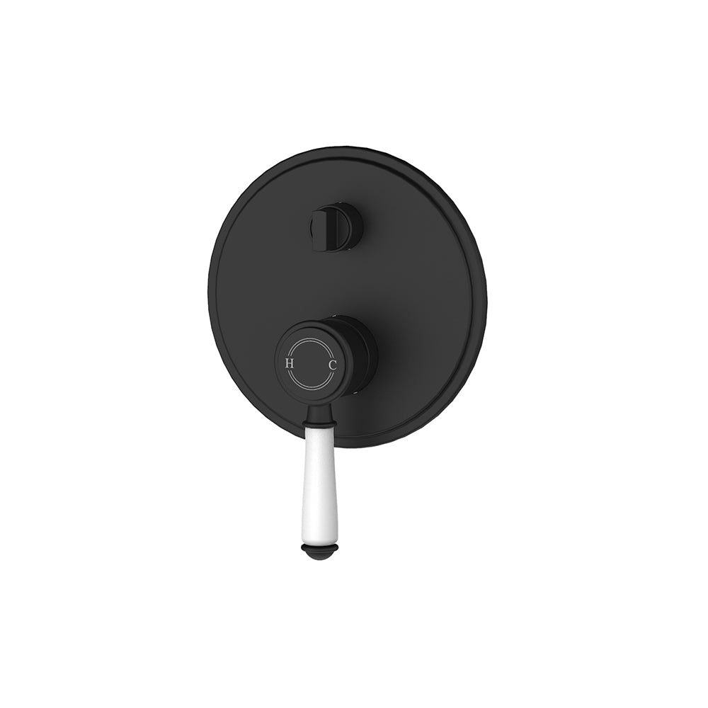 Vintage Wall Diverter Mixer Trim Kits Ceramic handle in Matt Black - HYB868-501ATK-MB