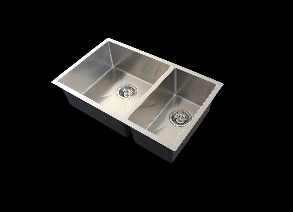 Handmade Stainless Steel Kitchen Sink Double Bowls (74m x 45cm) - HMDB7445 - Bathroom Hub