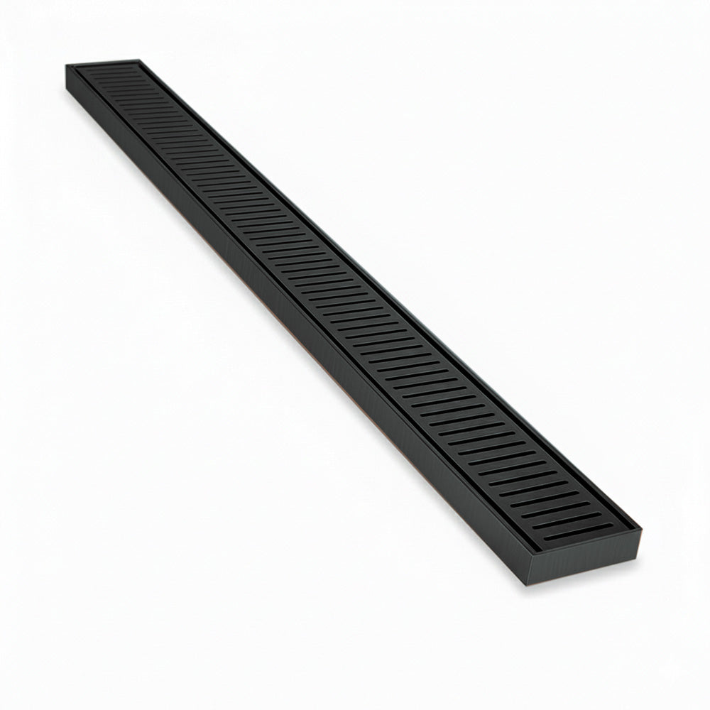 Aluminium Slimline Shower Grate Drain Matt Black 300-3000x100x21mm - Bathroom Hub