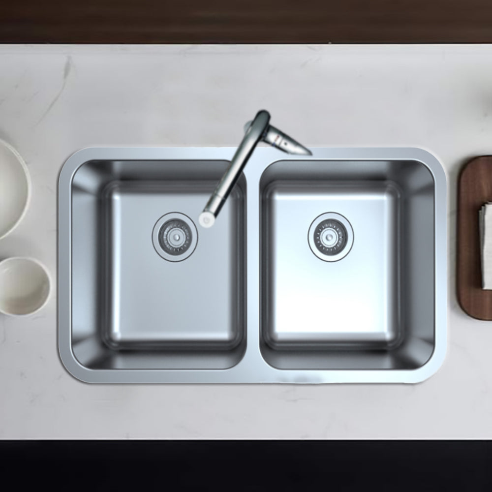 Otus Double Bowl Undermount Sink 822 x 460mm P002020 - Bathroom Hub
