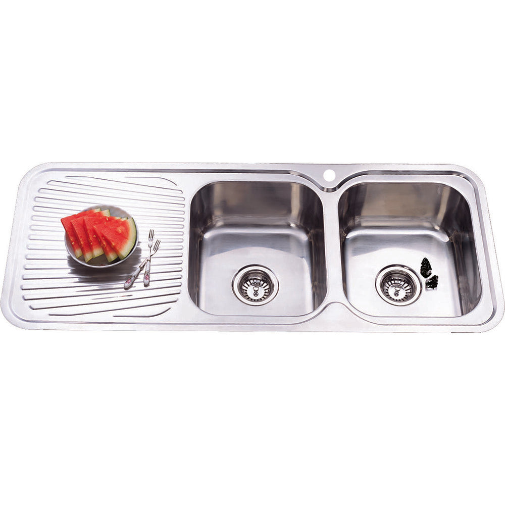 Cora Double Bowl & Single Drainer Kitchen Sink 1180 x 480mm P1180RHB - Bathroom Hub
