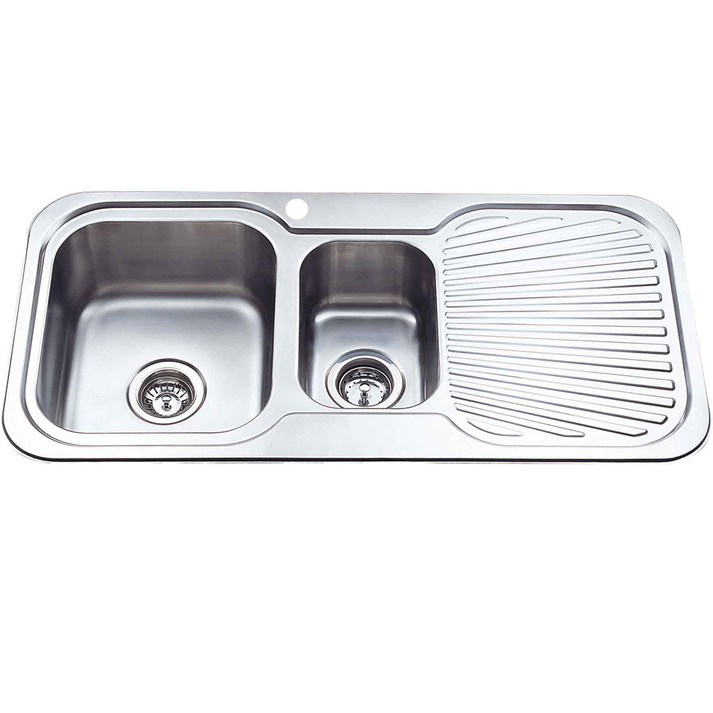 Cora 1 & 1/2 Bowl & Single Drainer Kitchen Sink 980 x 480mm P980LHB - Bathroom Hub