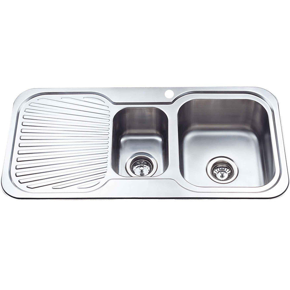 Cora 1 & 1/2 Bowl & Single Drainer Kitchen Sink 980 x 480mm P980RHB - Bathroom Hub