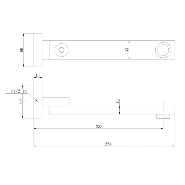 Rosa Square Swivel Bath Spout Brushed Nickel PHD1008SW-BN