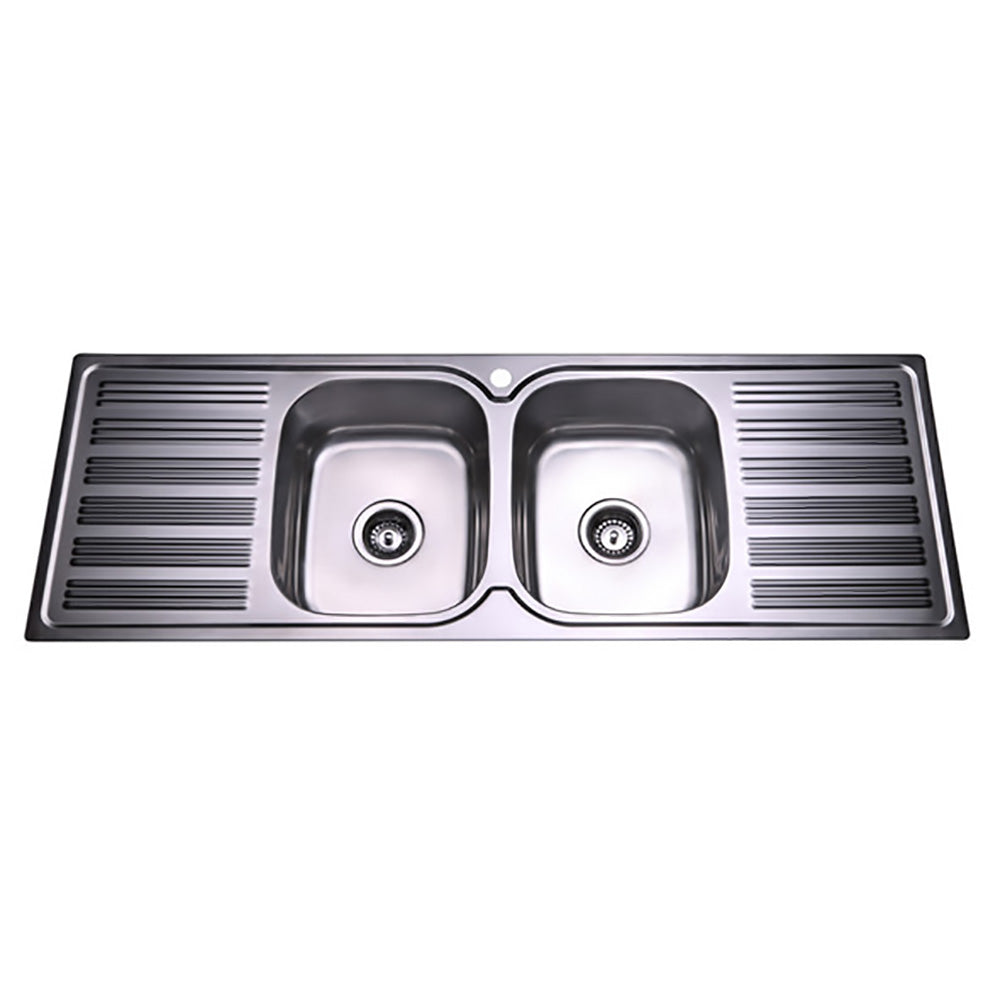 Eden Double Bowl & Double Drainer Kitchen Sink 1380 x 480mm PN1380ALHB - Bathroom Hub