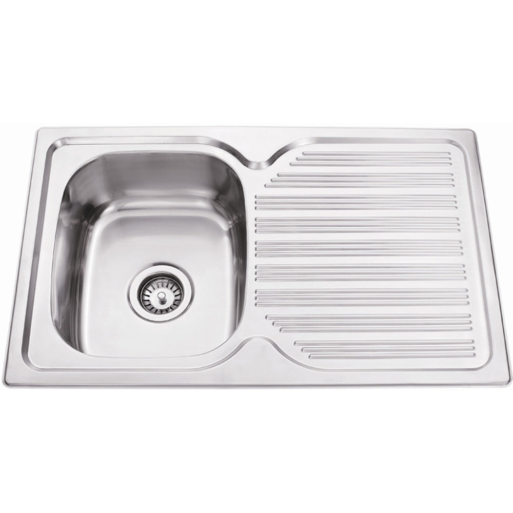Eden Single Bowl & Single Drainer Kitchen Sink 780 x 480mm PN780ALHB - Bathroom Hub