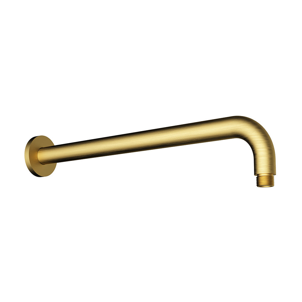 Round Horizontal Shower Arm 400mm Brushed Gold PRY006-BG - Bathroom Hub