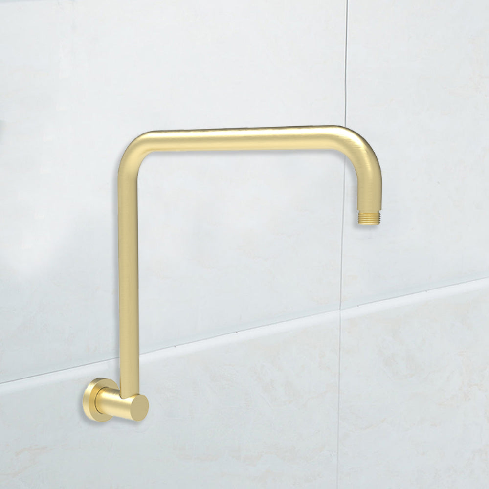 Round Rectangle Curved Shower Arm Brushed Gold - PRY020-BG - Bathroom Hub
