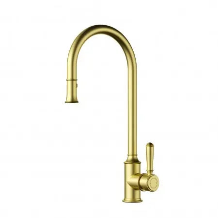 Clasico Pull Out Sink Mixer Brushed Gold HYB868-103-BG - Bathroom Hub