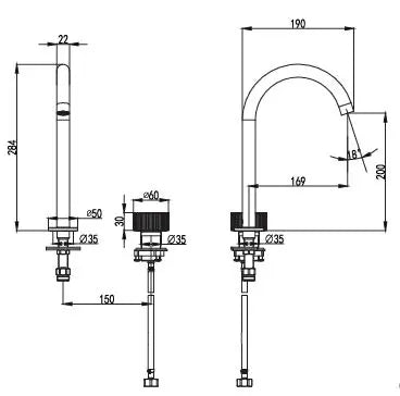 Soko Hob Basin Mixer - Brushed Nickel HYB77-208BN - Bathroom Hub