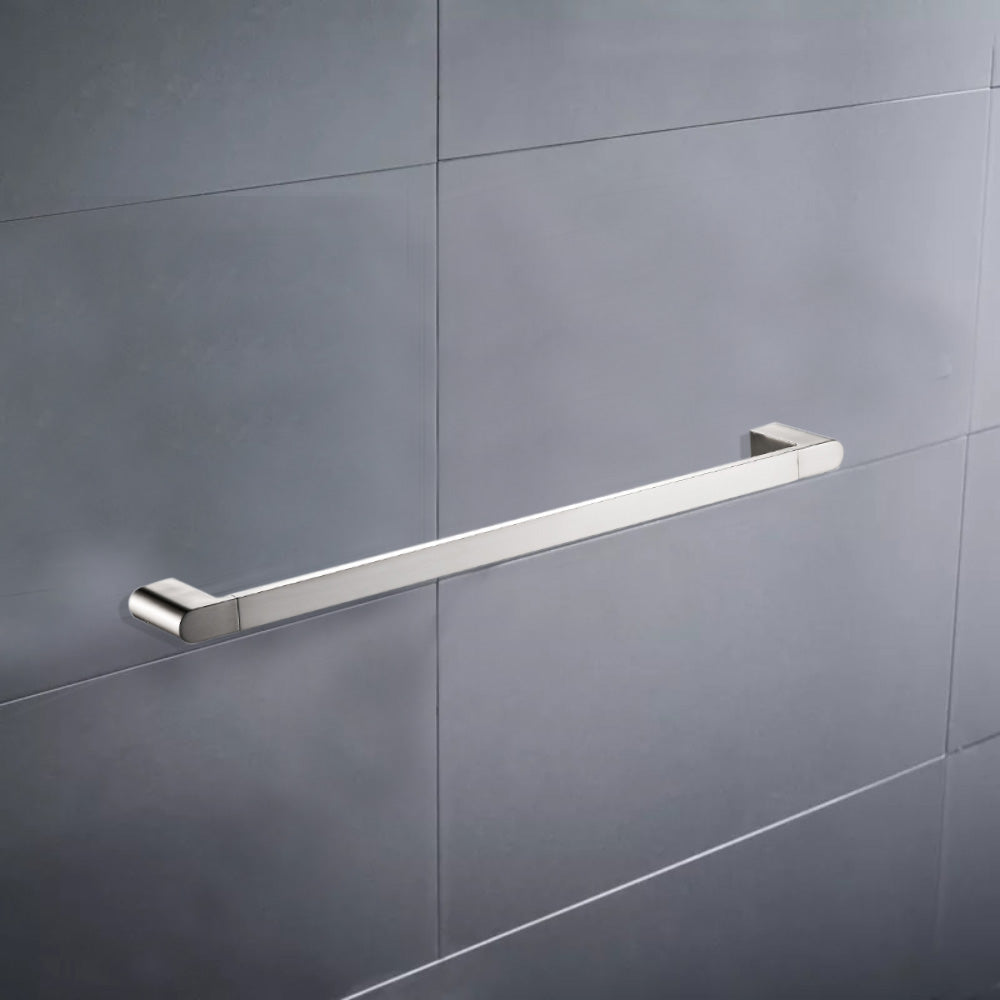 Flores Single Towel Rail 600mm Brushed Nickel 55301-600-BN - Bathroom Hub