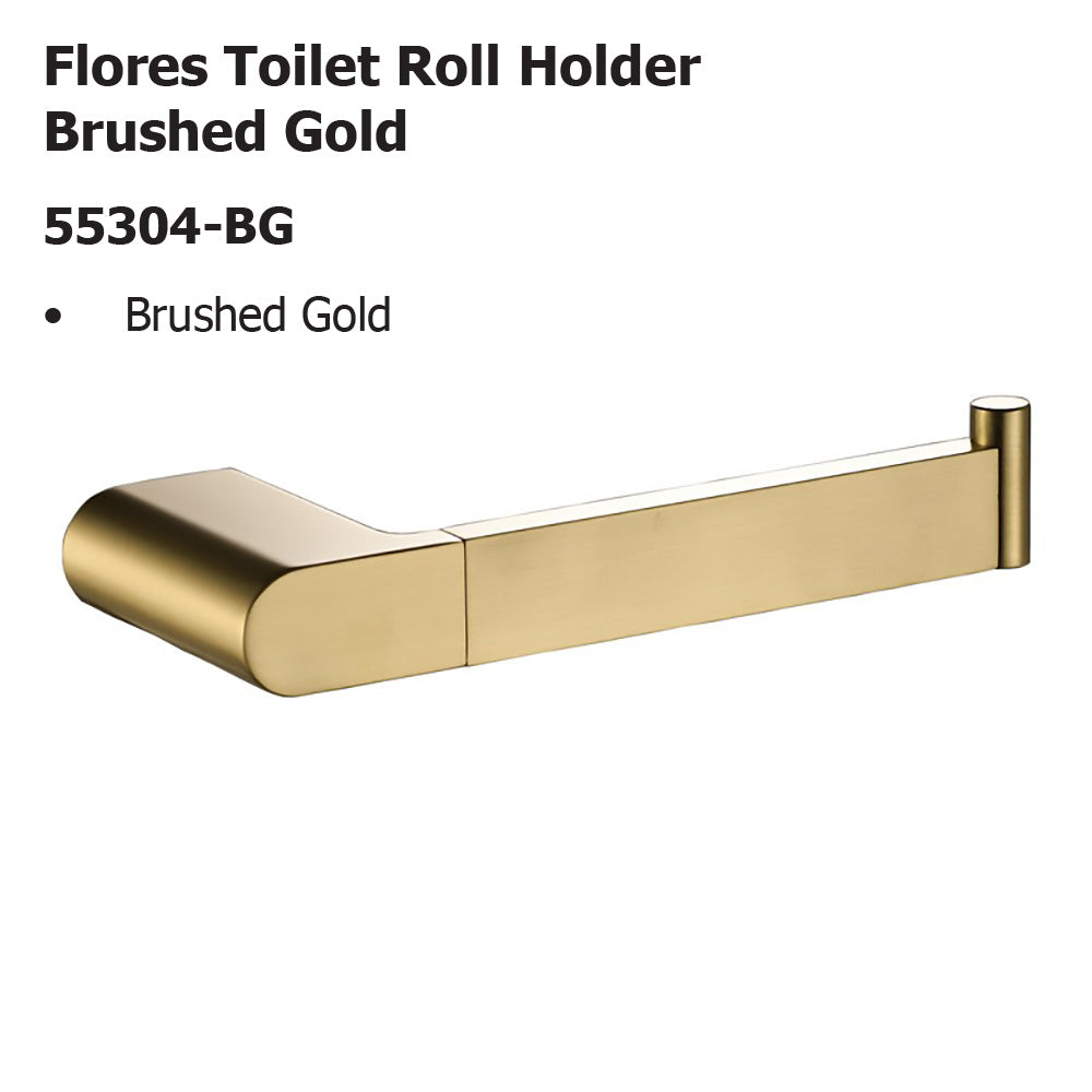 Flores Toilet Roll Holder Brushed Gold 55304-BG - Bathroom Hub