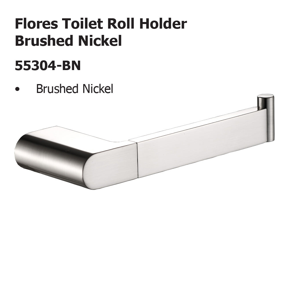 Flores Toilet Roll Holder Brushed Nickel 55304-BN - Bathroom Hub