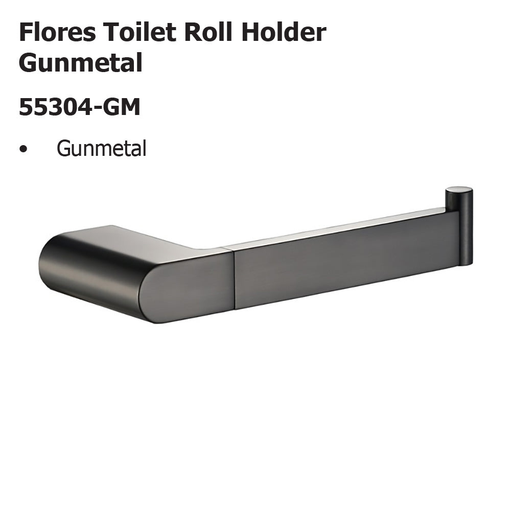 Flores Toilet Roll Holder Gunmetal 55304-GM - Bathroom Hub