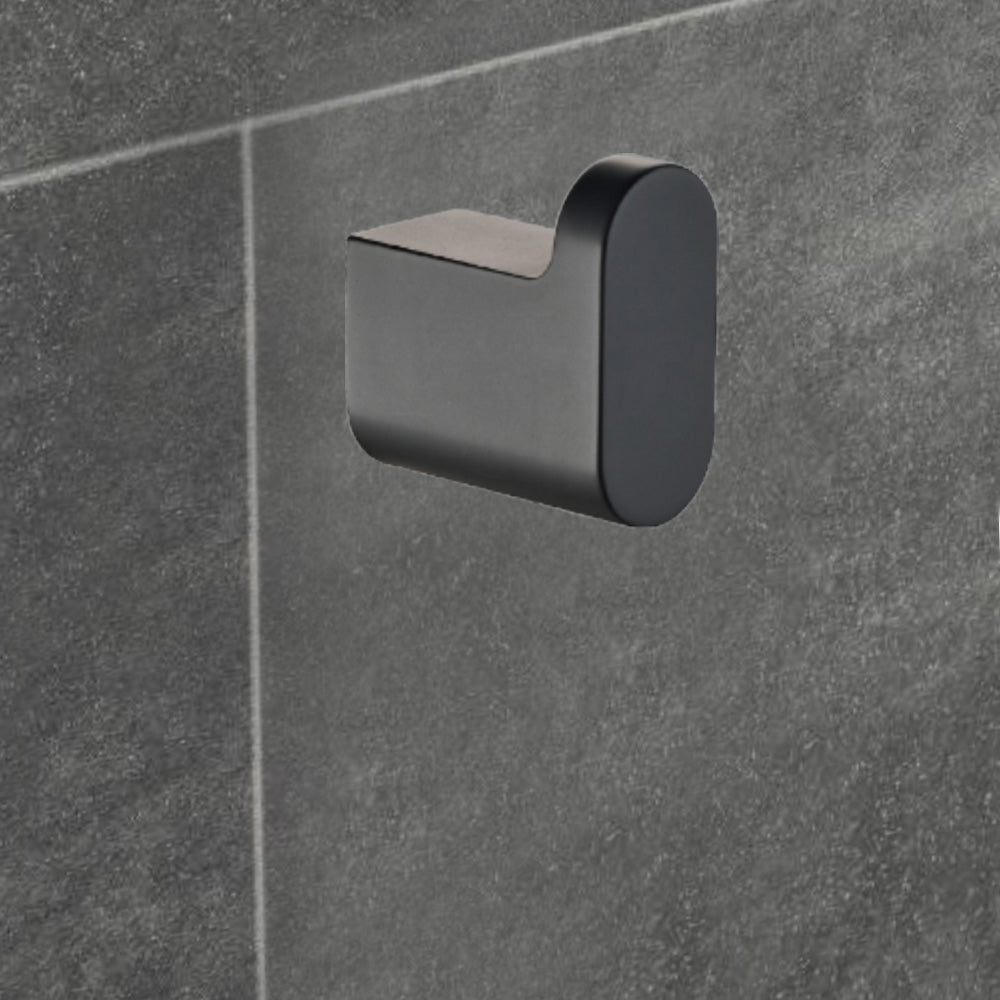 Flores Robe Hook Matt Black 55306-MB - Bathroom Hub