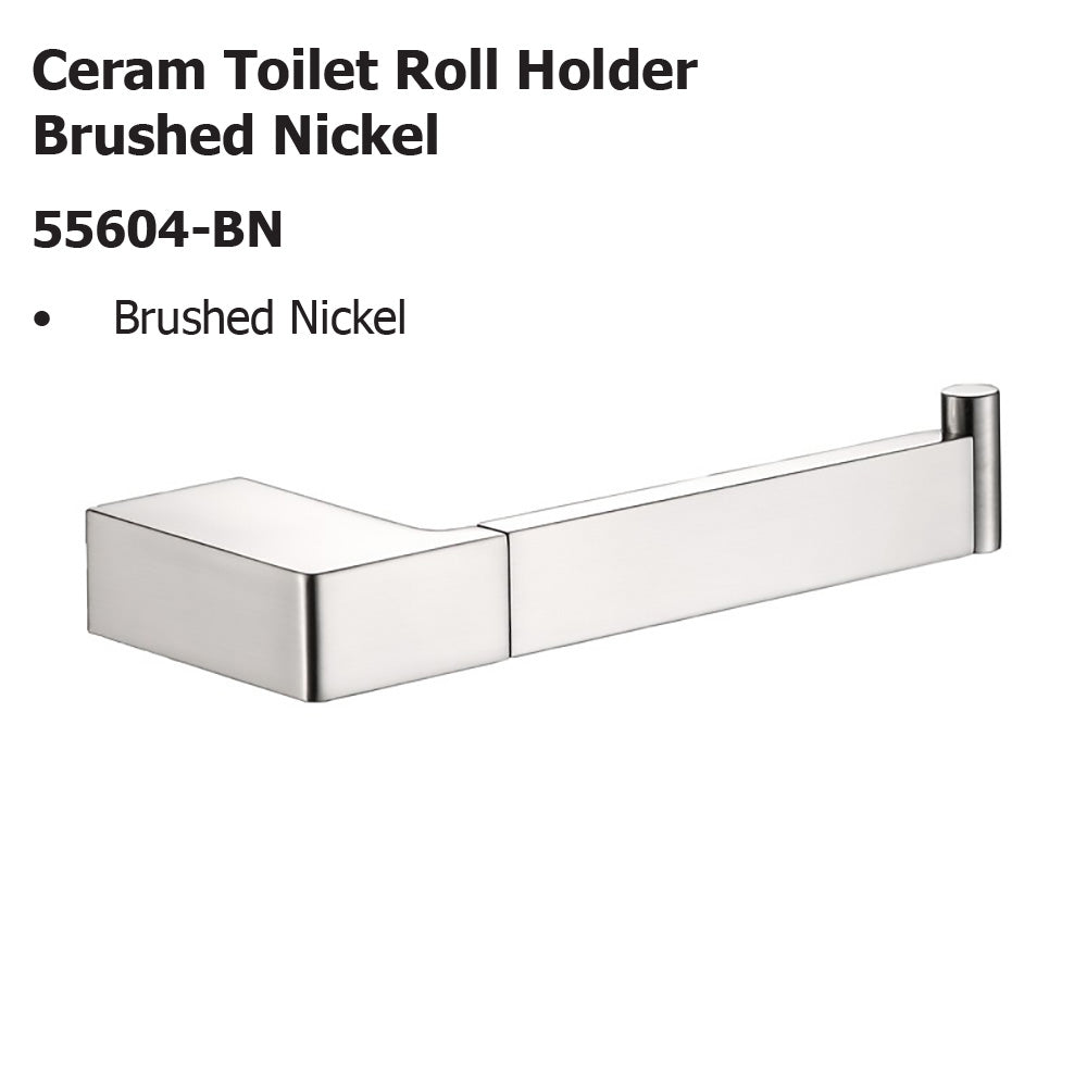 Ceram Toilet Roll Holder Brushed Nickel 55604-BN - Bathroom Hub
