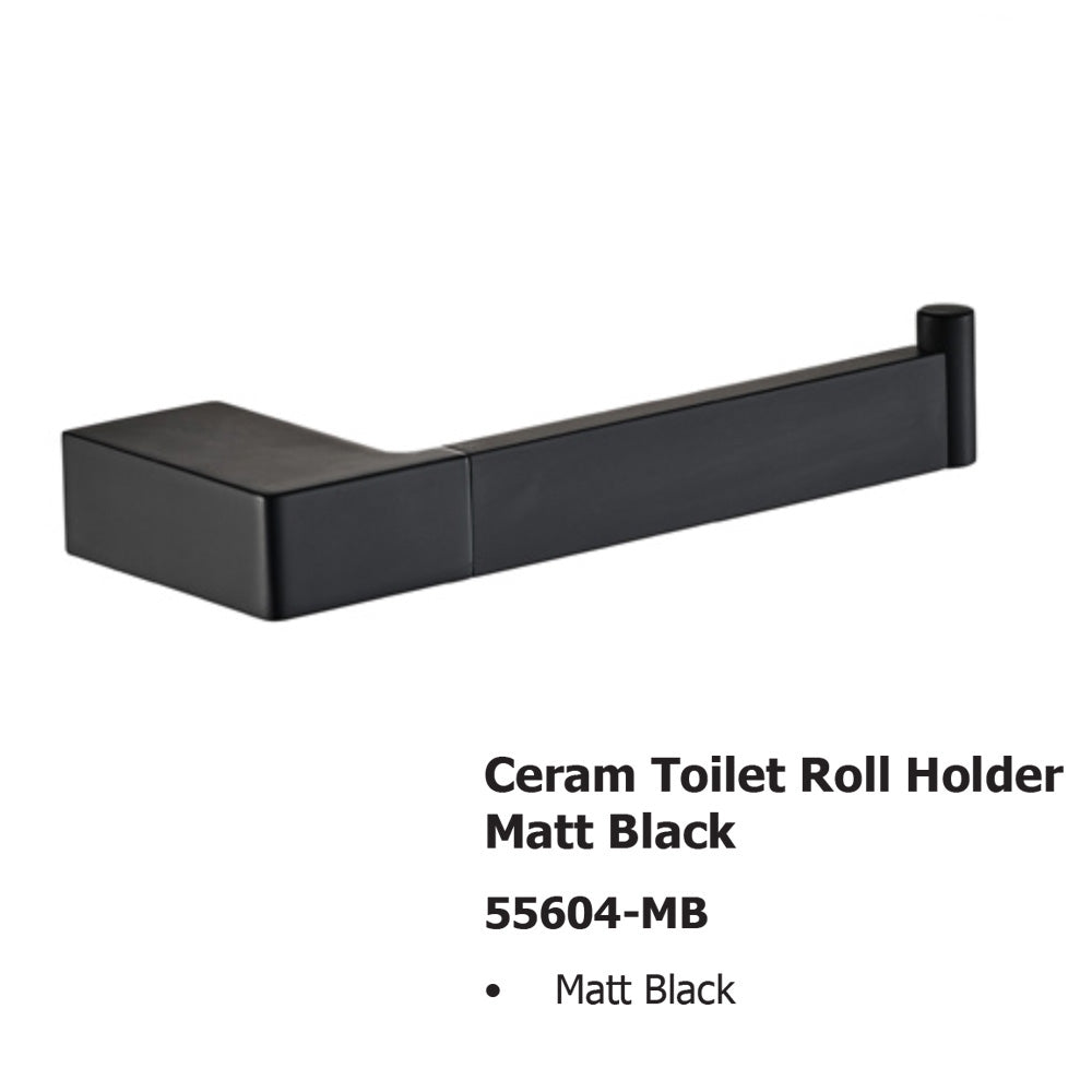 Ceram Toilet Roll Holder Matt Black 55604-MB - Bathroom Hub