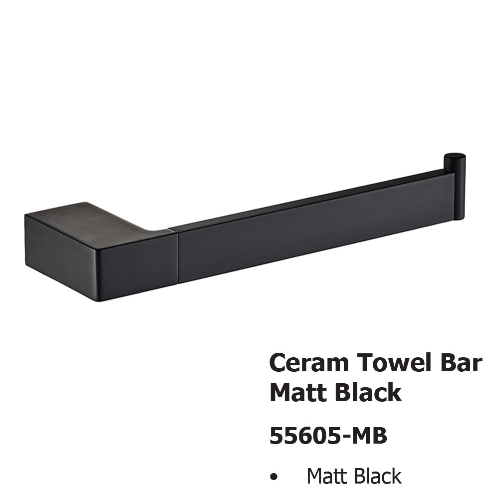 Ceram Towel Bar Matt Black 55605-MB - Bathroom Hub