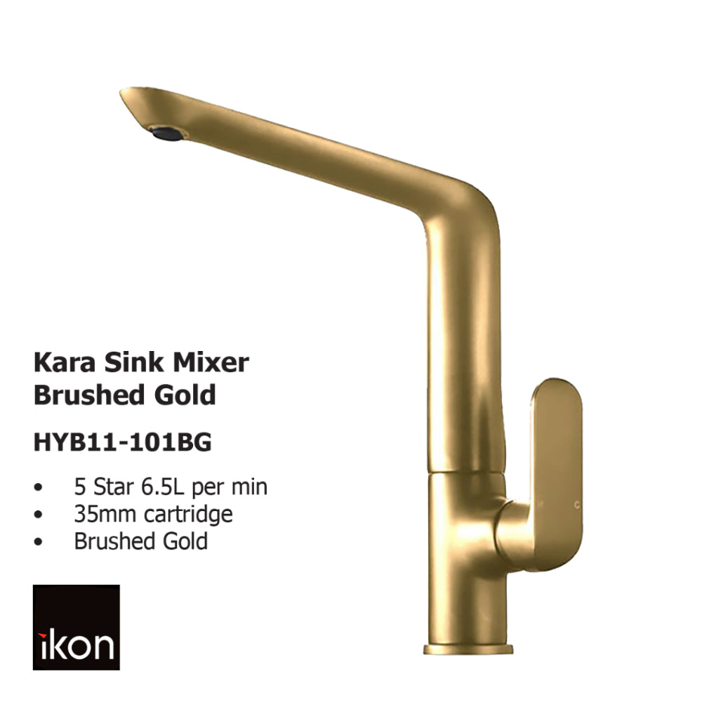 Kara Sink Mixer Brushed Gold HYB11-101BG - Bathroom Hub