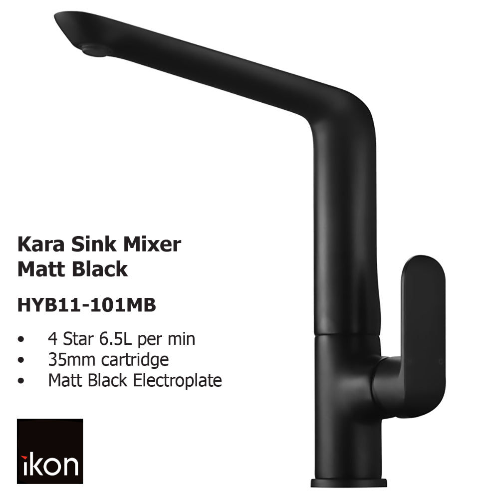 Kara Sink Mixer Matt black HYB11-101MB - Bathroom Hub