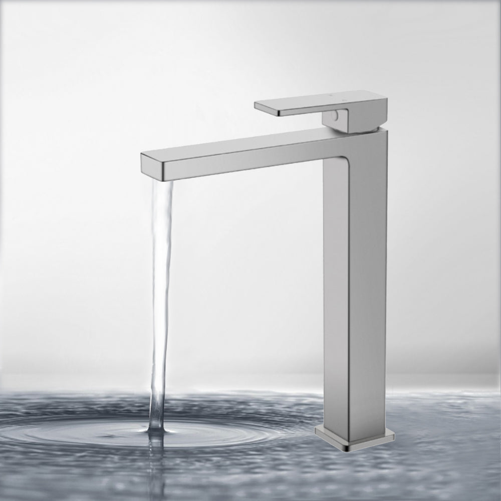 Ceram High Rise Basin Mixer Brushed Nickel HYB636-202BN - Bathroom Hub
