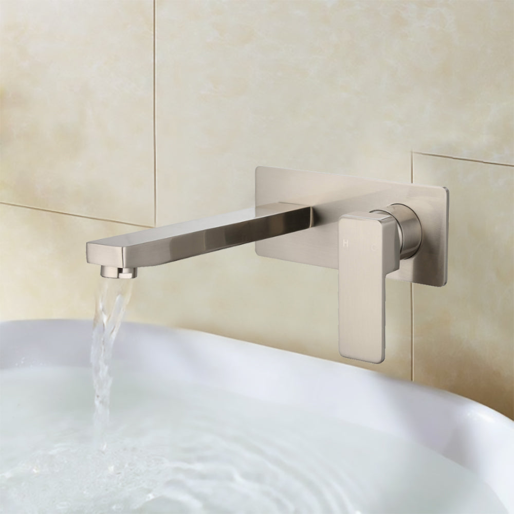 Ceram Wall Basin Mixer Brushed Nickel HYB636-601BN - Bathroom Hub