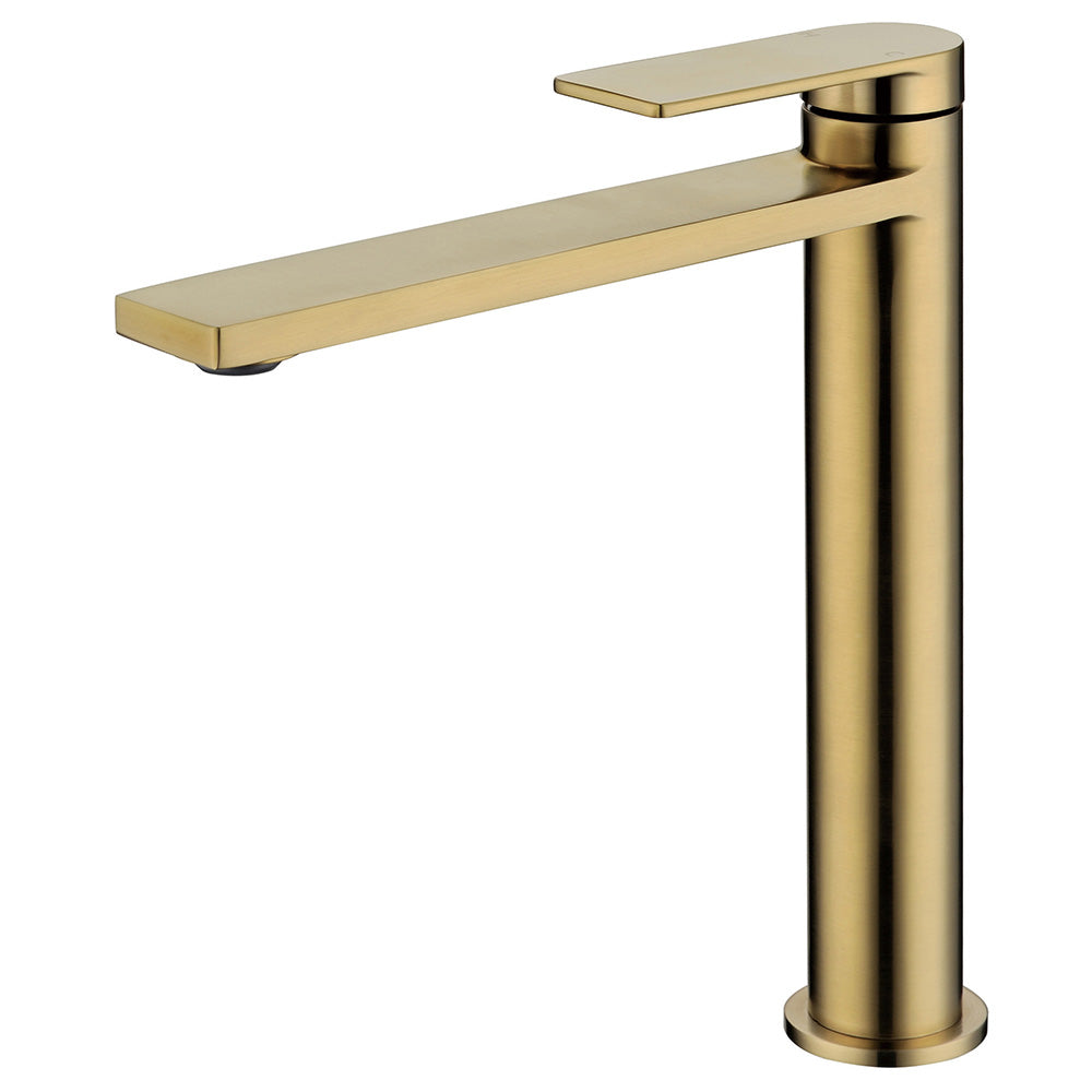 Ruki High Rise Basin Mixer Brushed Gold PBS2002LF-BG - Bathroom Hub