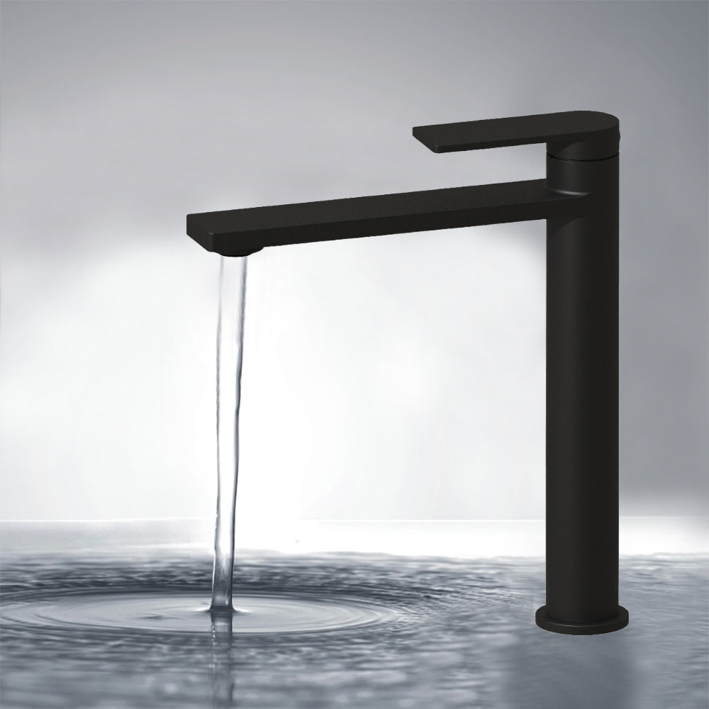 Ruki High Rise Basin Mixer Matt Black PBS2002LF-MB - Bathroom Hub