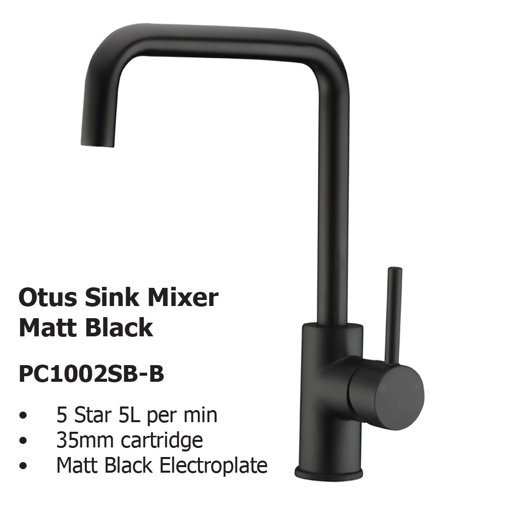 Otus Sink Mixer Matt Black PC1002LF-B - Bathroom Hub