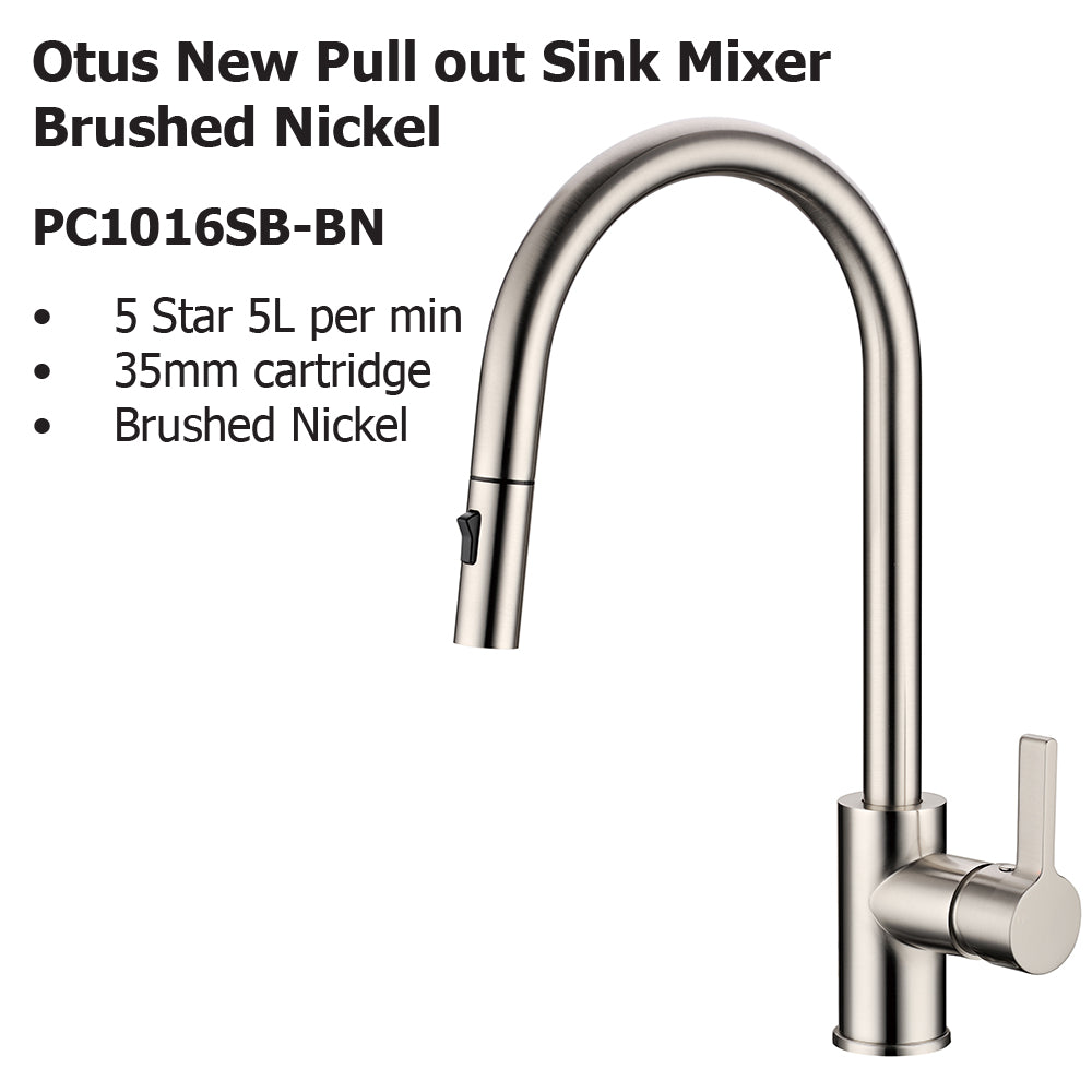 Otus New Pull out Sink Mixer Brushed Nickel PC1016LF-BN - Bathroom Hub