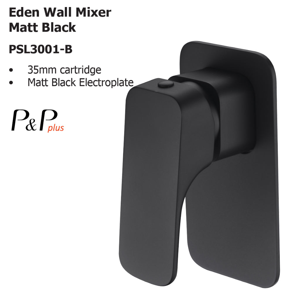 Eden Wall Mixer Matt Black PSL3001LF-B - Bathroom Hub